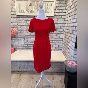 Red jersey fitted dress